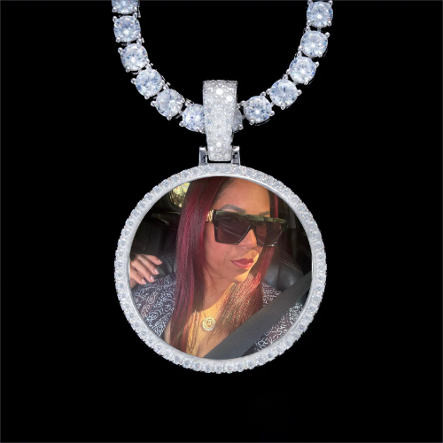 925S & VVS Moissanite 3D Circle Custom Picture Pendant