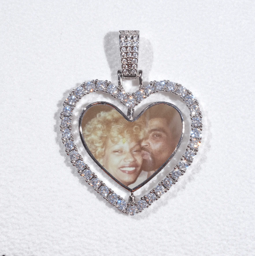 3D Spinning 2-Faced Heart Custom Picture Pendant