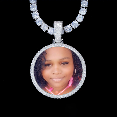 925S & VVS Moissanite 3D Circle Custom Picture Pendant