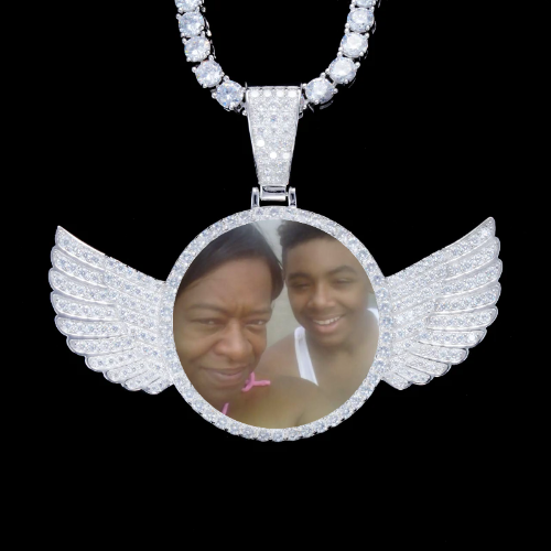 925S & VVS Moissanite 3D Wing Custom Picture Pendant