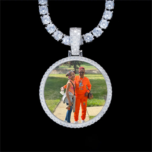 925S & VVS Moissanite 3D Circle Custom Picture Pendant