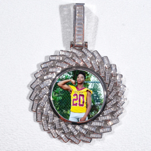 Large 3D Baguette Custom Picture Pendant