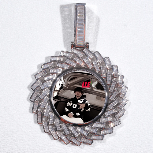 Large 3D Baguette Custom Picture Pendant