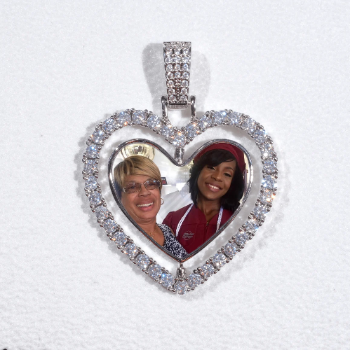 3D Spinning 2-Faced Heart Custom Picture Pendant