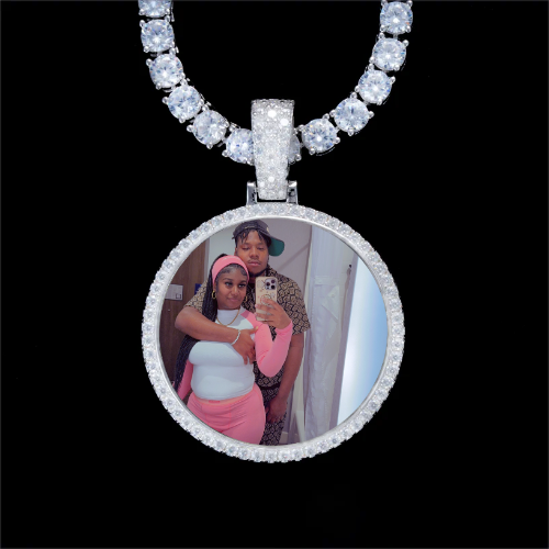 925S & VVS Moissanite 3D Circle Custom Picture Pendant