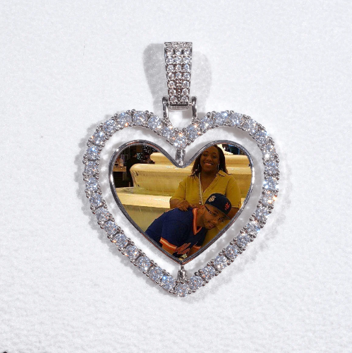 3D Spinning 2-Faced Heart Custom Picture Pendant