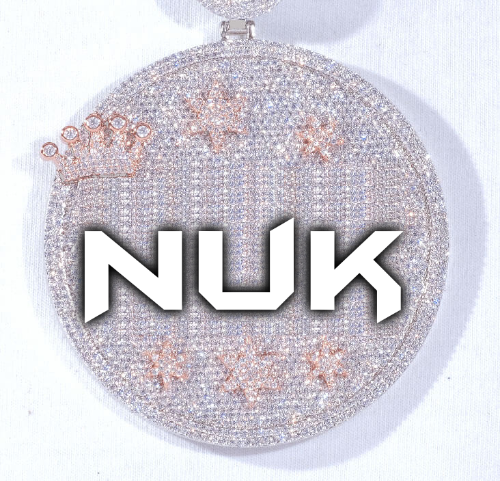 CUSTOM LETTER NECKLACE 3D BIG CROWN DISC