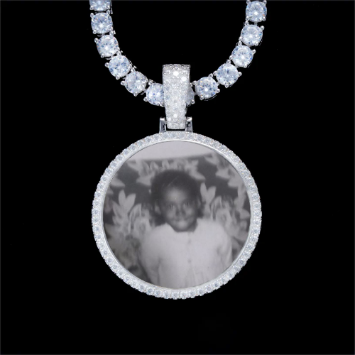 925S & VVS Moissanite 3D Circle Custom Picture Pendant