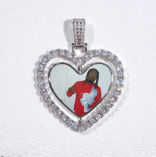 3D Spinning 2-Faced Heart Custom Picture Pendant