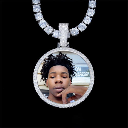 925S & VVS Moissanite 3D Circle Custom Picture Pendant