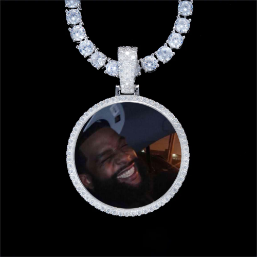 925S & VVS Moissanite 3D Circle Custom Picture Pendant