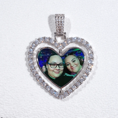 3D Spinning 2-Faced Heart Custom Picture Pendant