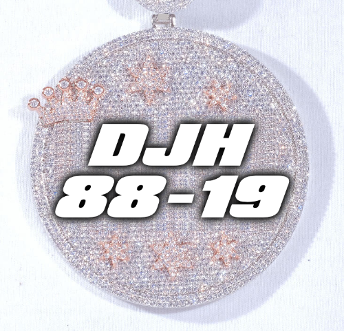 CUSTOM LETTER NECKLACE 3D BIG CROWN DISC