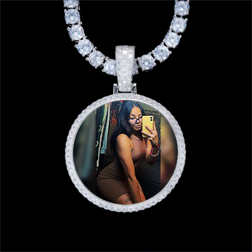 925S & VVS Moissanite 3D Circle Custom Picture Pendant