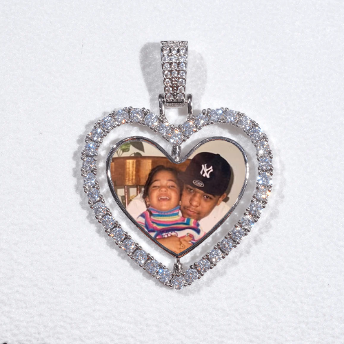 3D Spinning 2-Faced Heart Custom Picture Pendant