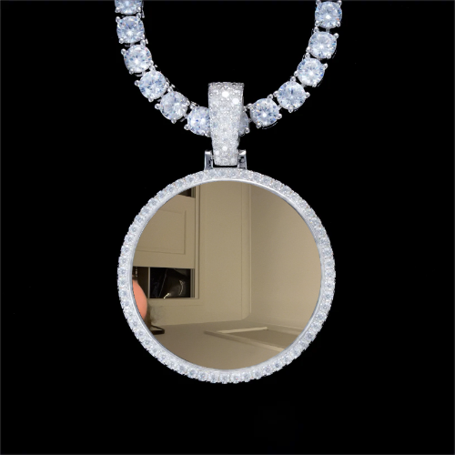 925S & VVS Moissanite 3D Circle Custom Picture Pendant