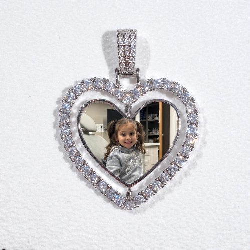 3D Spinning 2-Faced Heart Custom Picture Pendant