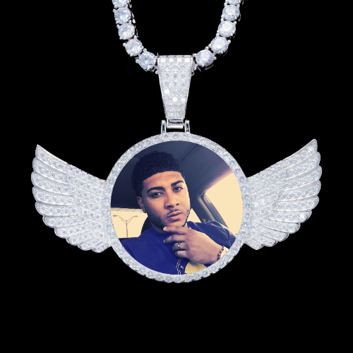 925S & VVS Moissanite 3D Wing Custom Picture Pendant