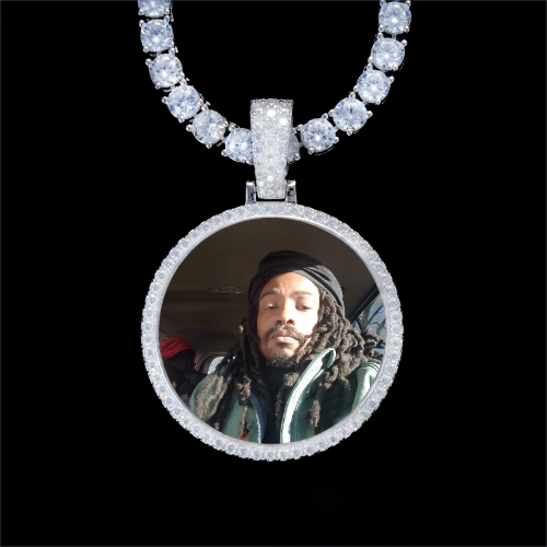 925S & VVS Moissanite 3D Circle Custom Picture Pendant