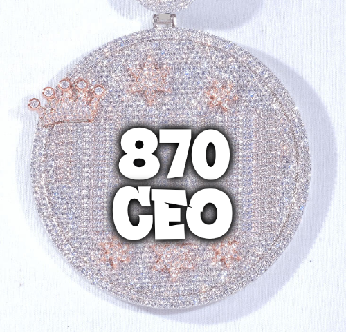 CUSTOM LETTER NECKLACE 3D BIG CROWN DISC