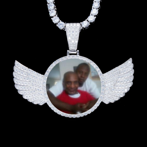 925S & VVS Moissanite 3D Wing Custom Picture Pendant