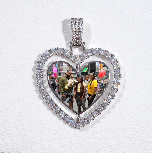 3D Spinning 2-Faced Heart Custom Picture Pendant