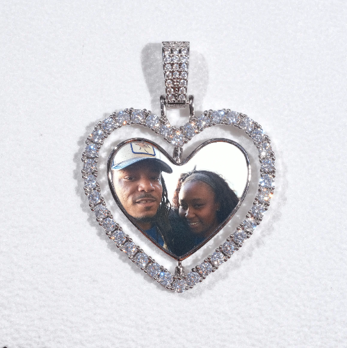 3D Spinning 2-Faced Heart Custom Picture Pendant