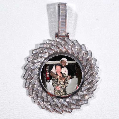 Large 3D Baguette Custom Picture Pendant