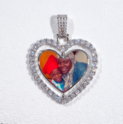 3D Spinning 2-Faced Heart Custom Picture Pendant
