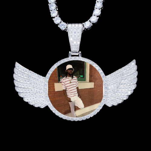 925S & VVS Moissanite 3D Wing Custom Picture Pendant