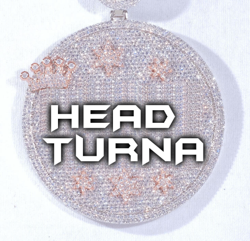 CUSTOM LETTER NECKLACE 3D BIG CROWN DISC