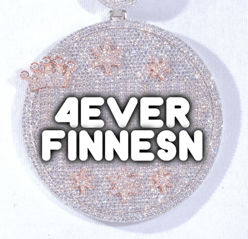 CUSTOM LETTER NECKLACE 3D BIG CROWN DISC