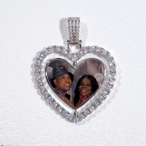 3D Spinning 2-Faced Heart Custom Picture Pendant