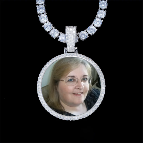 925S & VVS Moissanite 3D Circle Custom Picture Pendant