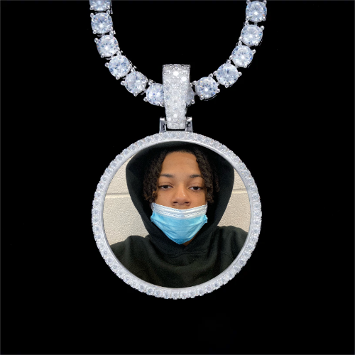 925S & VVS Moissanite 3D Circle Custom Picture Pendant