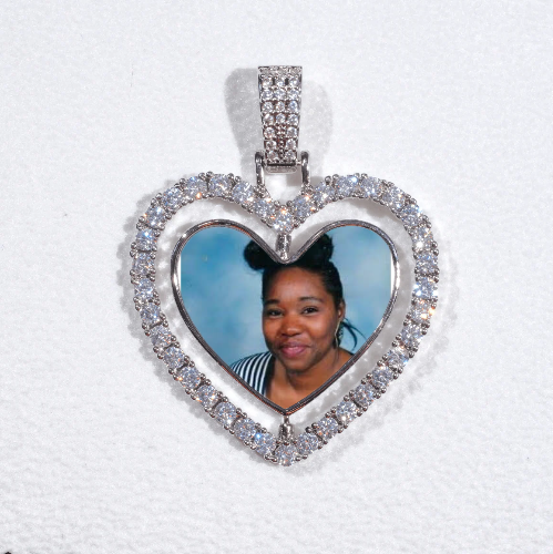 3D Spinning 2-Faced Heart Custom Picture Pendant