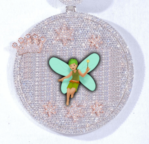 CUSTOM LETTER NECKLACE 3D BIG CROWN DISC