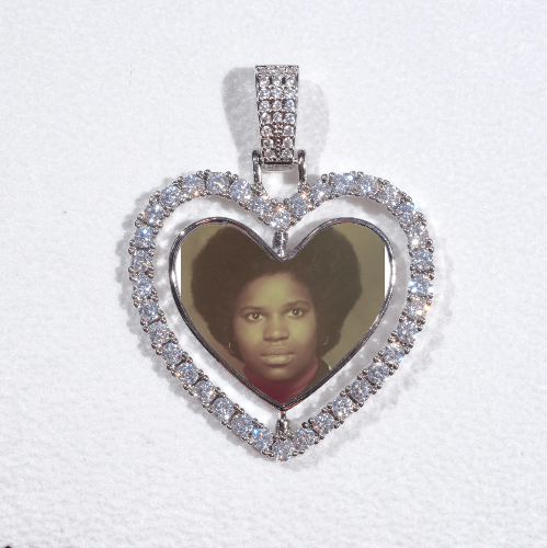 3D Spinning 2-Faced Heart Custom Picture Pendant