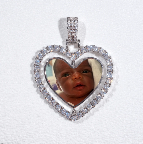 3D Spinning 2-Faced Heart Custom Picture Pendant