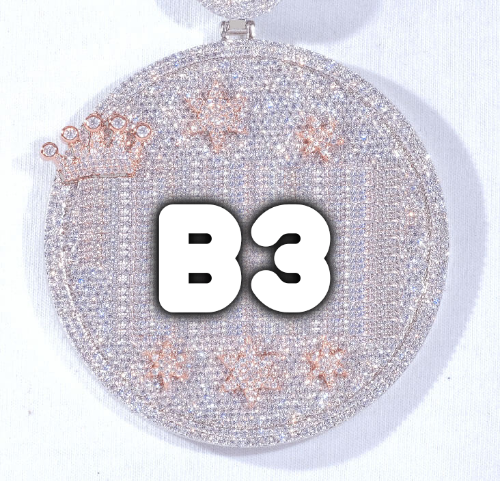 CUSTOM LETTER NECKLACE 3D BIG CROWN DISC