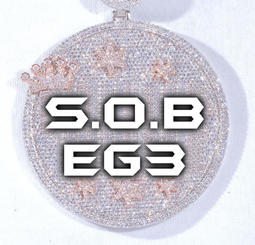 CUSTOM LETTER NECKLACE 3D BIG CROWN DISC