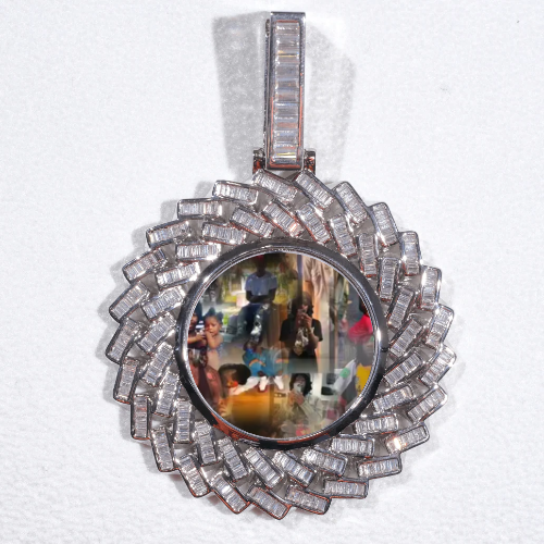 Large 3D Baguette Custom Picture Pendant