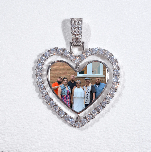 3D Spinning 2-Faced Heart Custom Picture Pendant