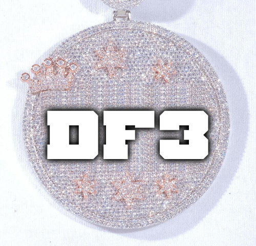 CUSTOM LETTER NECKLACE 3D BIG CROWN DISC