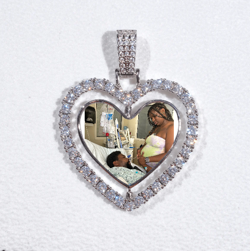 3D Spinning 2-Faced Heart Custom Picture Pendant