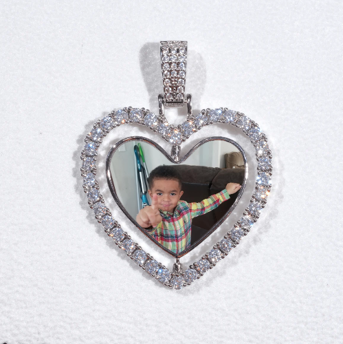 3D Spinning 2-Faced Heart Custom Picture Pendant
