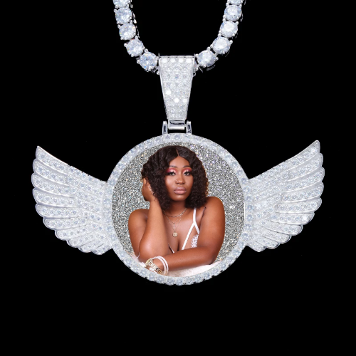 925S & VVS Moissanite 3D Wing Custom Picture Pendant