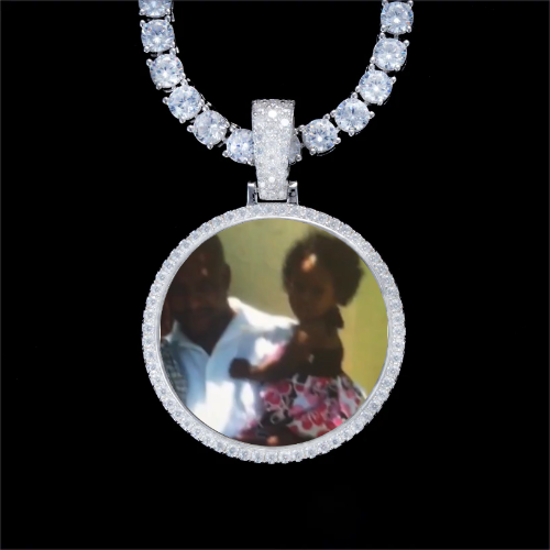 925S & VVS Moissanite 3D Circle Custom Picture Pendant