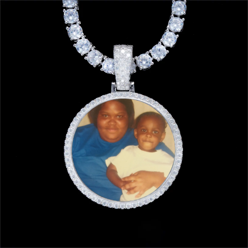 925S & VVS Moissanite 3D Circle Custom Picture Pendant