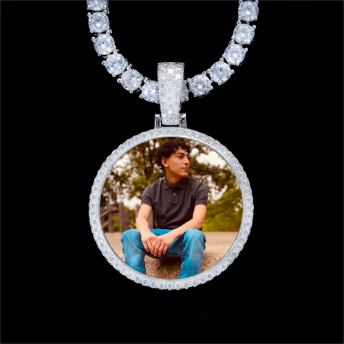 925S & VVS Moissanite 3D Circle Custom Picture Pendant